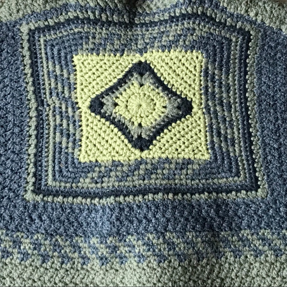 Cottagecore Patchwork Sweater Green Black Medium - image 3